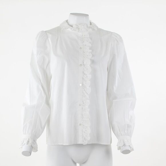 Joie Amiens Ruffle Cotton Blouse in Bright White - Picture 2 of 5